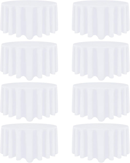 8 Pack 90 Inch Round Tablecloths for Weddings and Parties