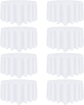 8 Pack White Round Tablecloth 120 in - Stain and Wrinkle Resistant