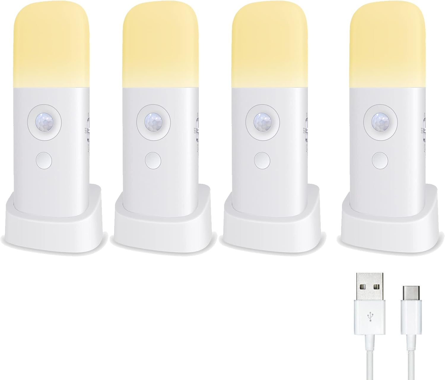 Motion Sensor Night Lights Indoor for Kids and Adults, 4 Pack