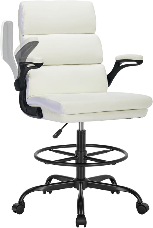 Drafting Chair with Padded Armrests for Ergonomic Comfort