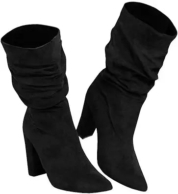 Syktkmx Womens Winter Slouchy High Heel Boots for Style