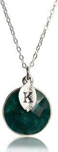 Susabella Round Birthstone Necklace with Initial - Personalized Coin