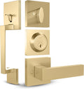 Mega Handles TOBELLE Entry Door Handleset in Satin Brass - Modern