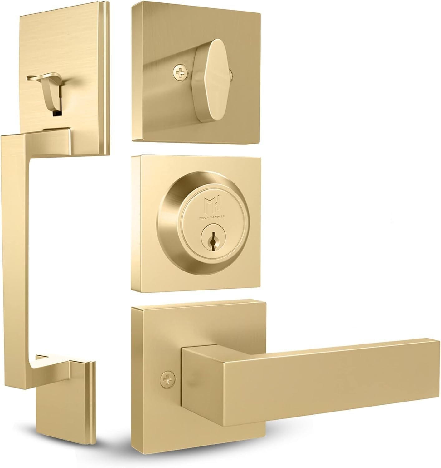 Mega Handles Entry Door Handleset in Satin Brass Finish
