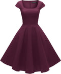 PUKAVT Women's Cocktail Party Dress Cap Sleeve 1950 Retro Swing