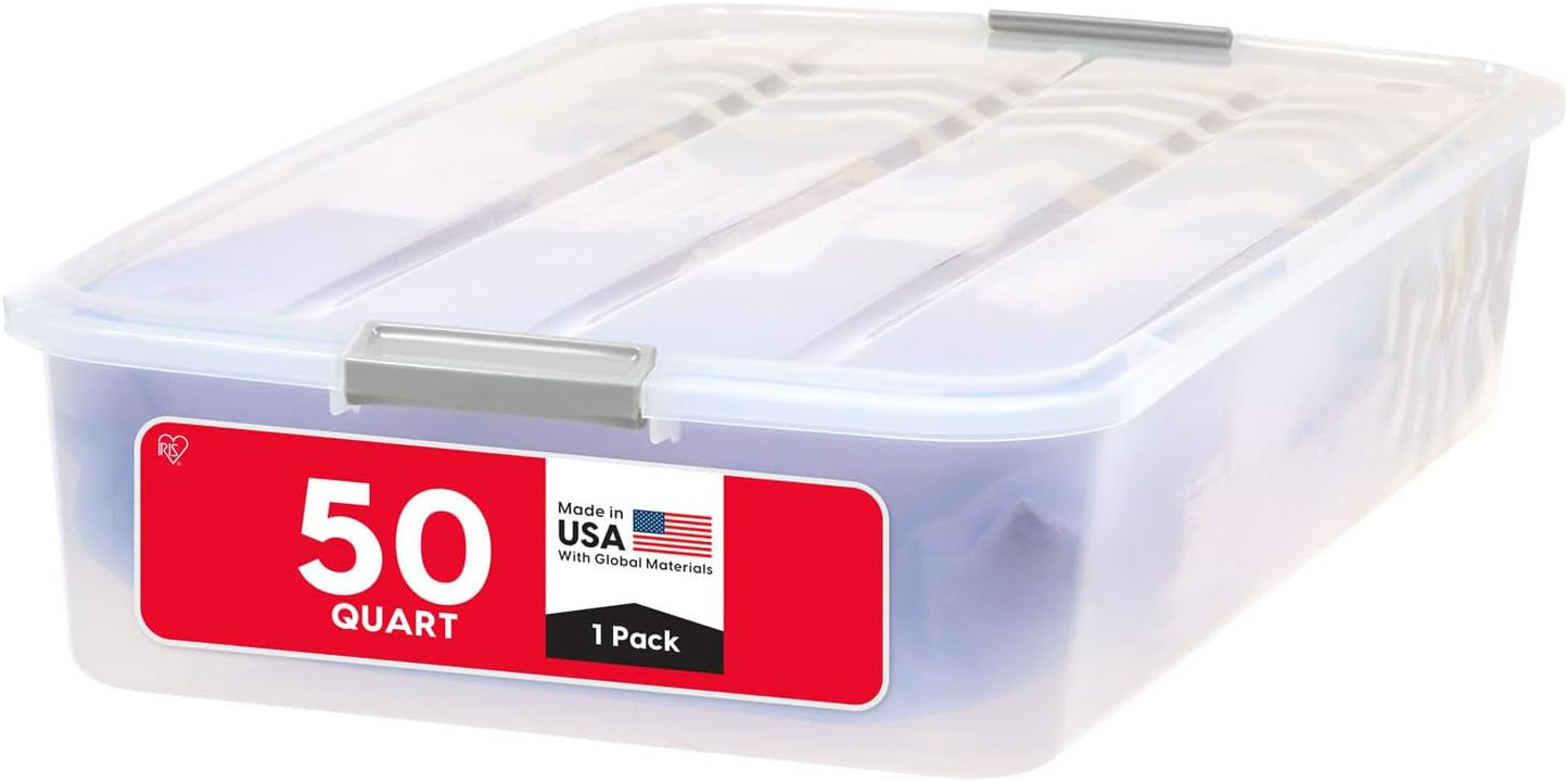 IRIS USA 50 Qt Plastic Under Bed Storage Organizer Bin Container