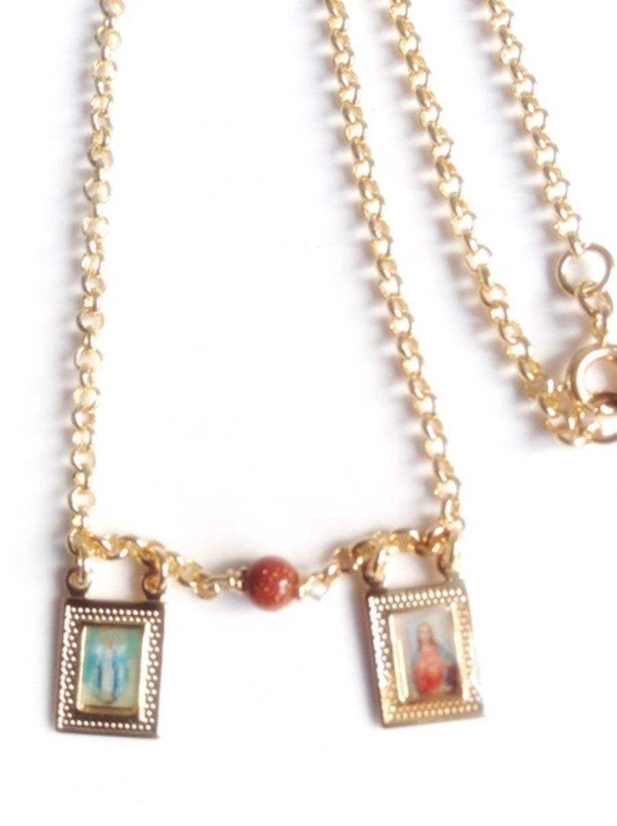 SIFRIMANIA Scapular Necklace with Sacred Heart and Virgin Mary