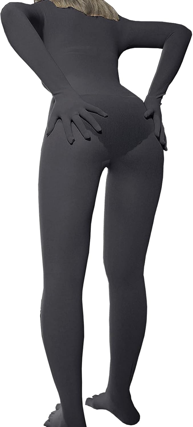 Unisex 360Seamless Velvet Full Bodystocking with Gloves and Toes