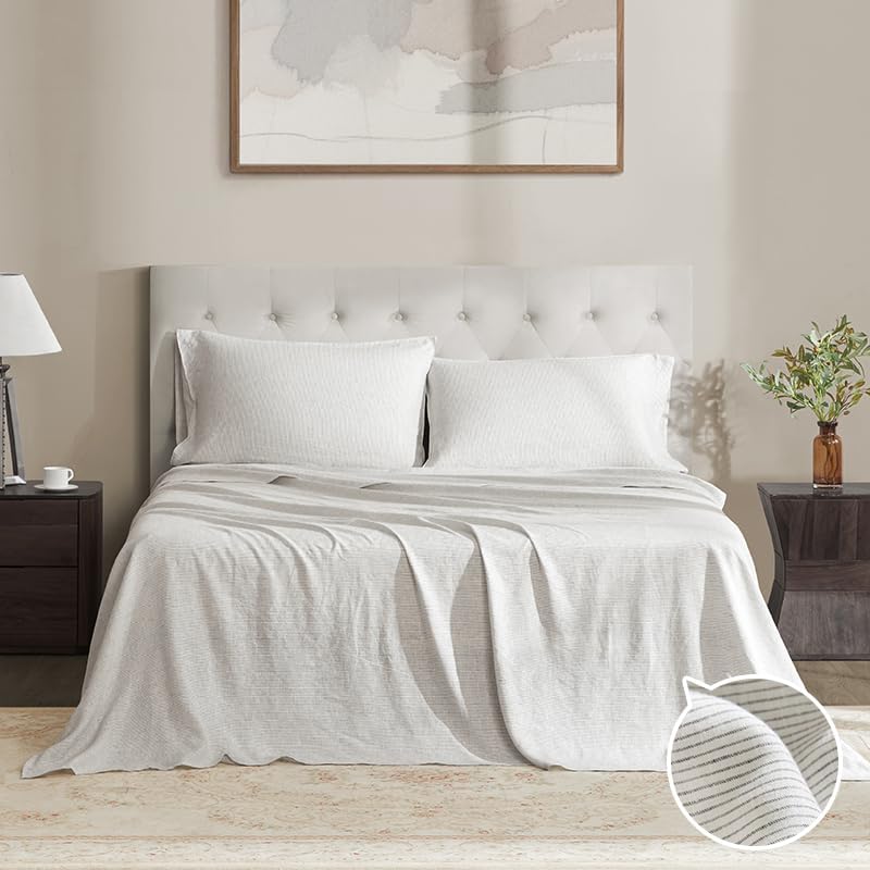 DAPU Linen Sheets King Set - 100% Washed Linen Bedding