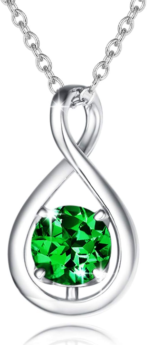 Dainty Infinity Birthstone Necklace for Women in Sterling Silver