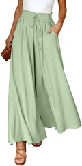 Women's High Waisted Wide Leg Pants with Pockets - Comfortable Fit