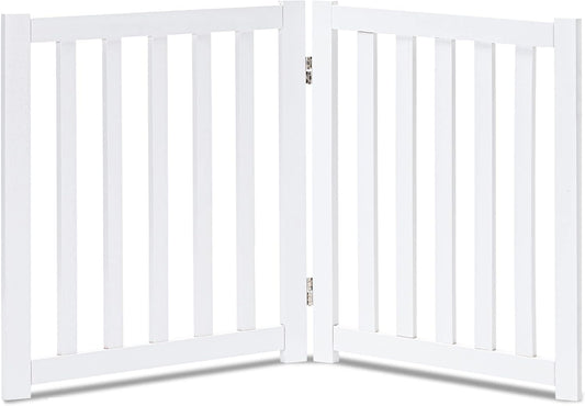 LZRS 2-Panel Wooden Free Standing Foldable Dog Gate for Safety