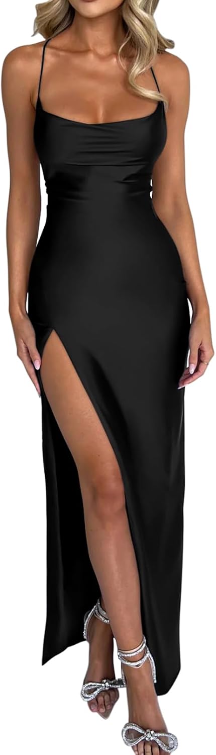 Memoriesea Women's Sexy Spaghetti Strap Bodycon Maxi Dress