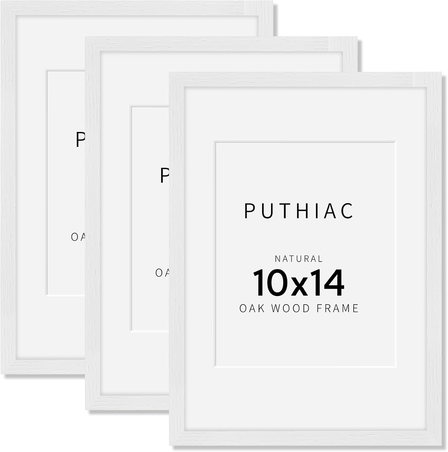 10x14 Oak Wood Picture Frames for Wall - 3 Pack in White