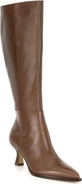 Coutgo Womens Knee High Boots Kitten Heel Pointed Toe (Style 2QSX)