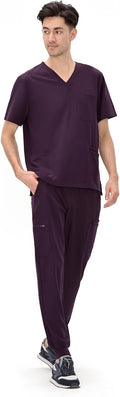 COZYFIT Scrubs for Men - 4 Pockets V-Neck Top & Jogger Pants Set