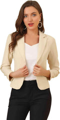Allegra K Women's Open Front Crop Blazer - Lightweight (Style NXY2)