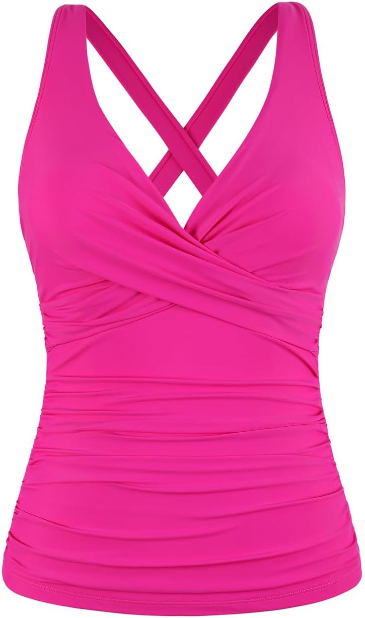 Hilor Women's Underwire Tankini Top for Tummy Control Swimwear