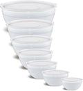 White Mixing Bowls With Airtight Lids - 7 Piece Nesting Set