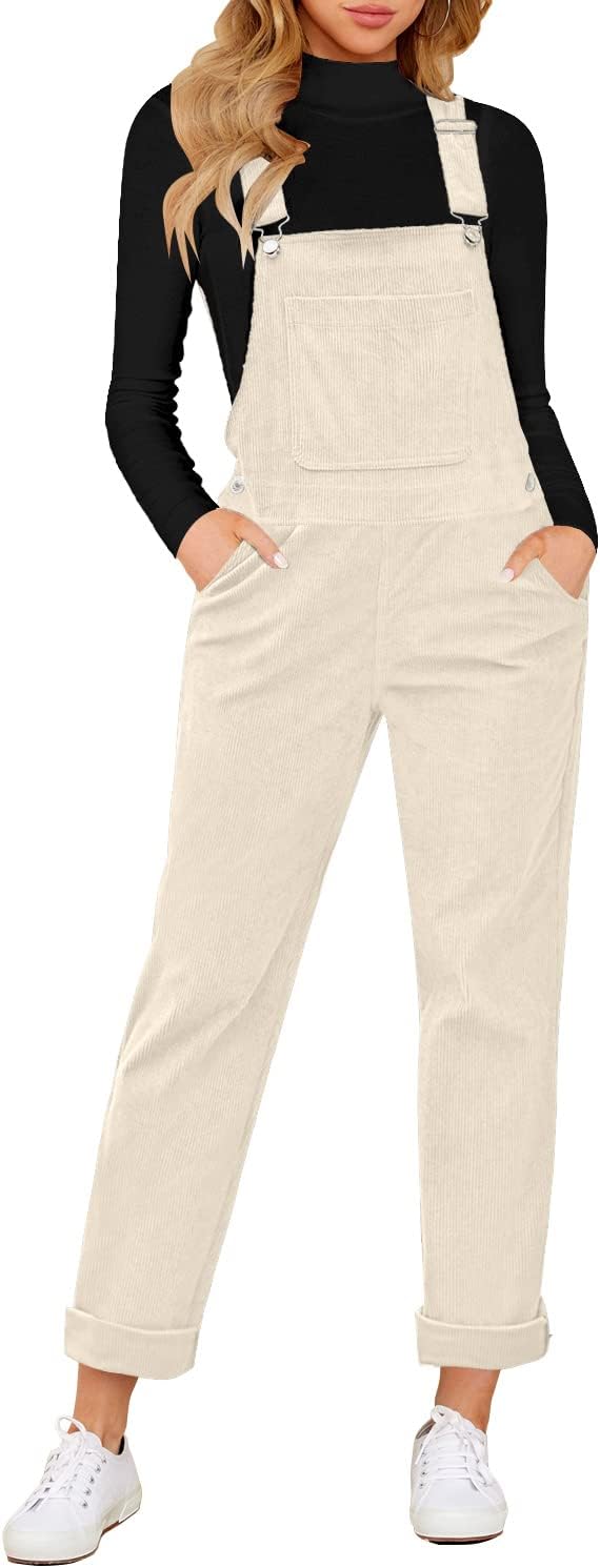 Corduroy Bib Adjustable Straps Fashion Jumpsuit for Women