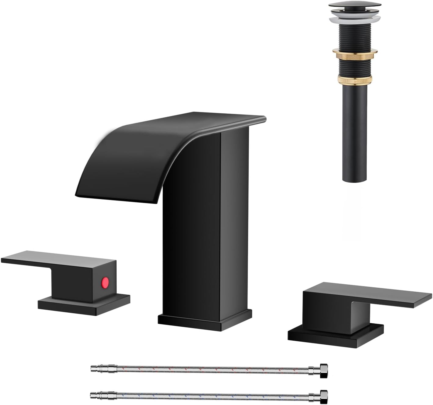 Matte Black Waterfall Bathroom Faucet for Modern Sink Designs