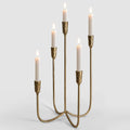 5-Candle Cast Iron Candelabra 15 in Tall Brass Gold Stand