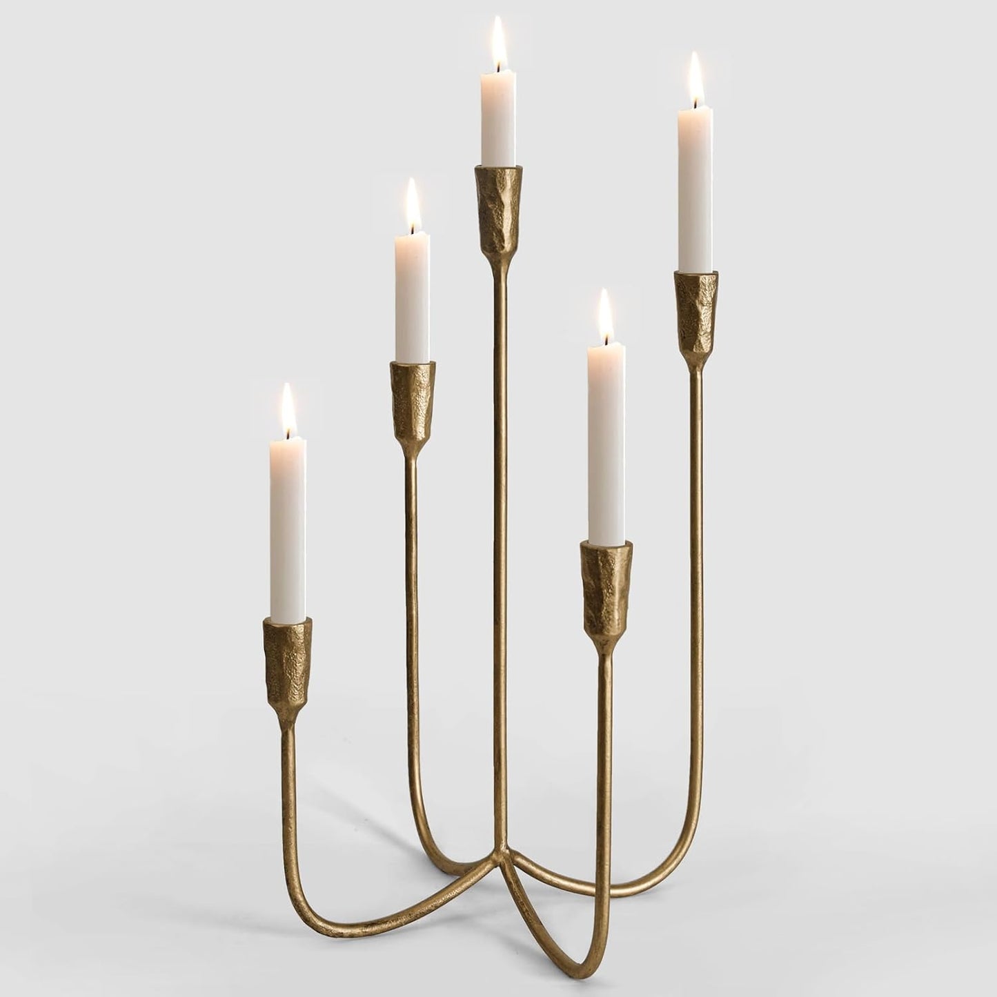 Elegant 5-Candle Cast Iron Candelabra for Home Decor