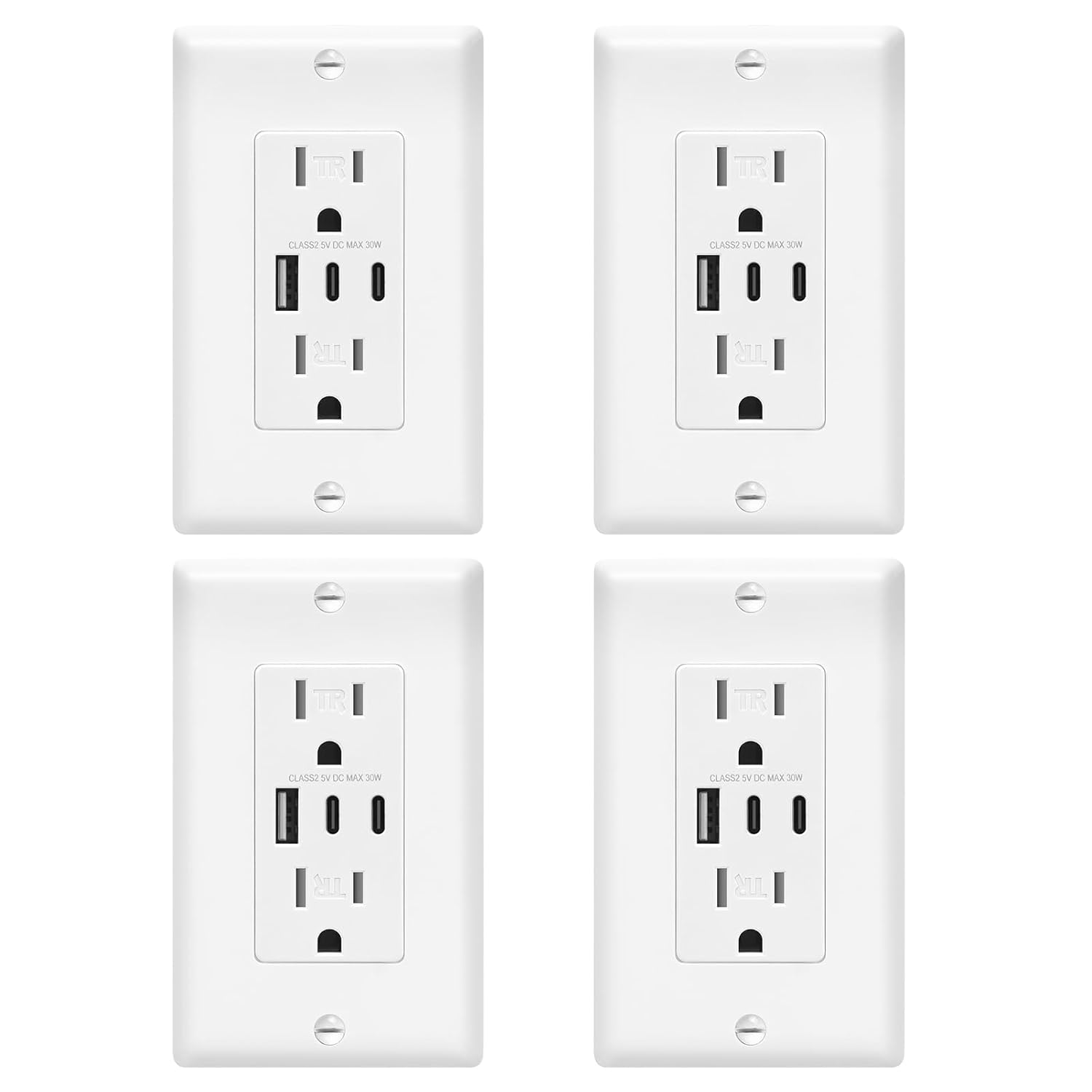 ECOELER USB C Receptacles for Fast Charging, 4 Pack, White