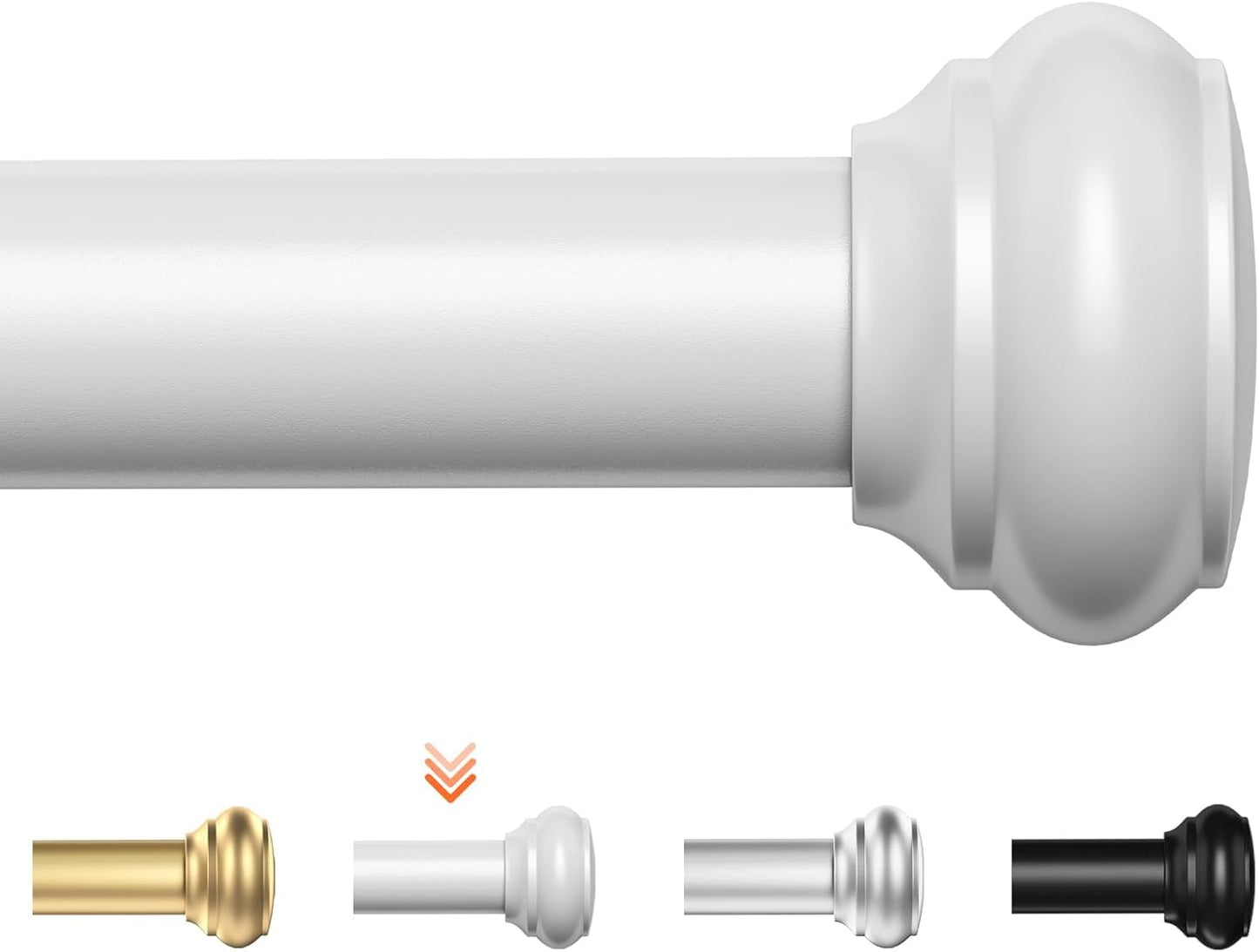 Adjustable Heavy Duty White Curtain Rod - 48 to 84 Inch Windows