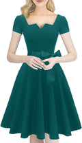 Women's Classic Tea Dress Short Sleeve Swing - With Pockets