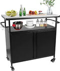 Outdoor Grill Cart with Storage and Prep Table - Mobile Triple-Shelf