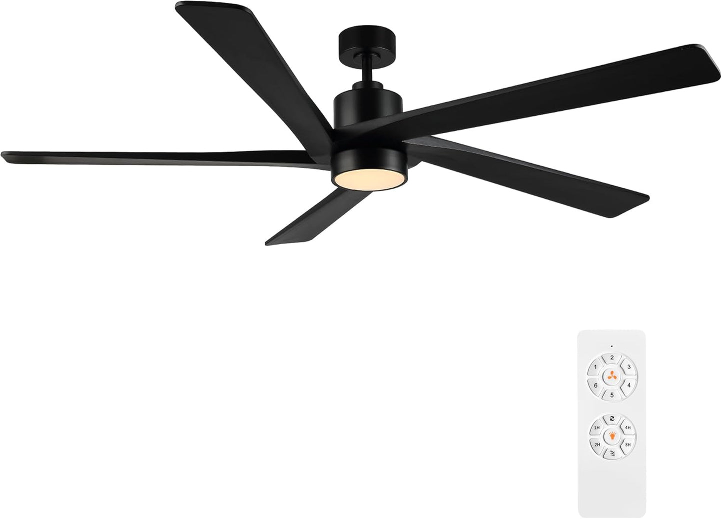 WINGBO 54 in DC Ceiling Fan with Lights and Solid Wood Blades