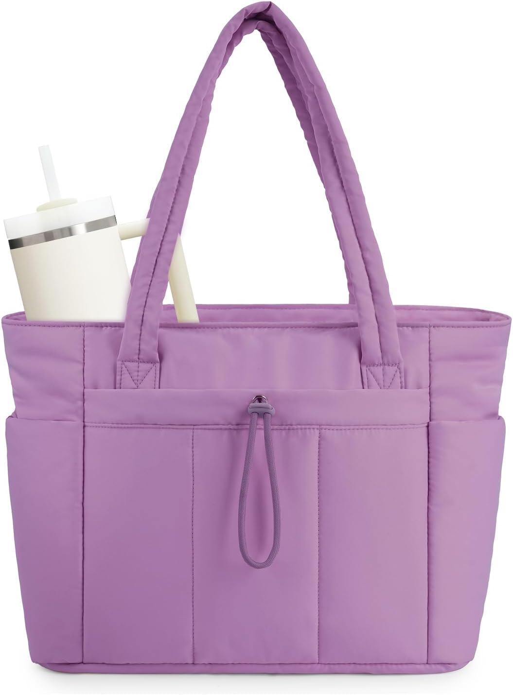 Wandering Nature Puffer Tote Bag with Laptop Compartment & More