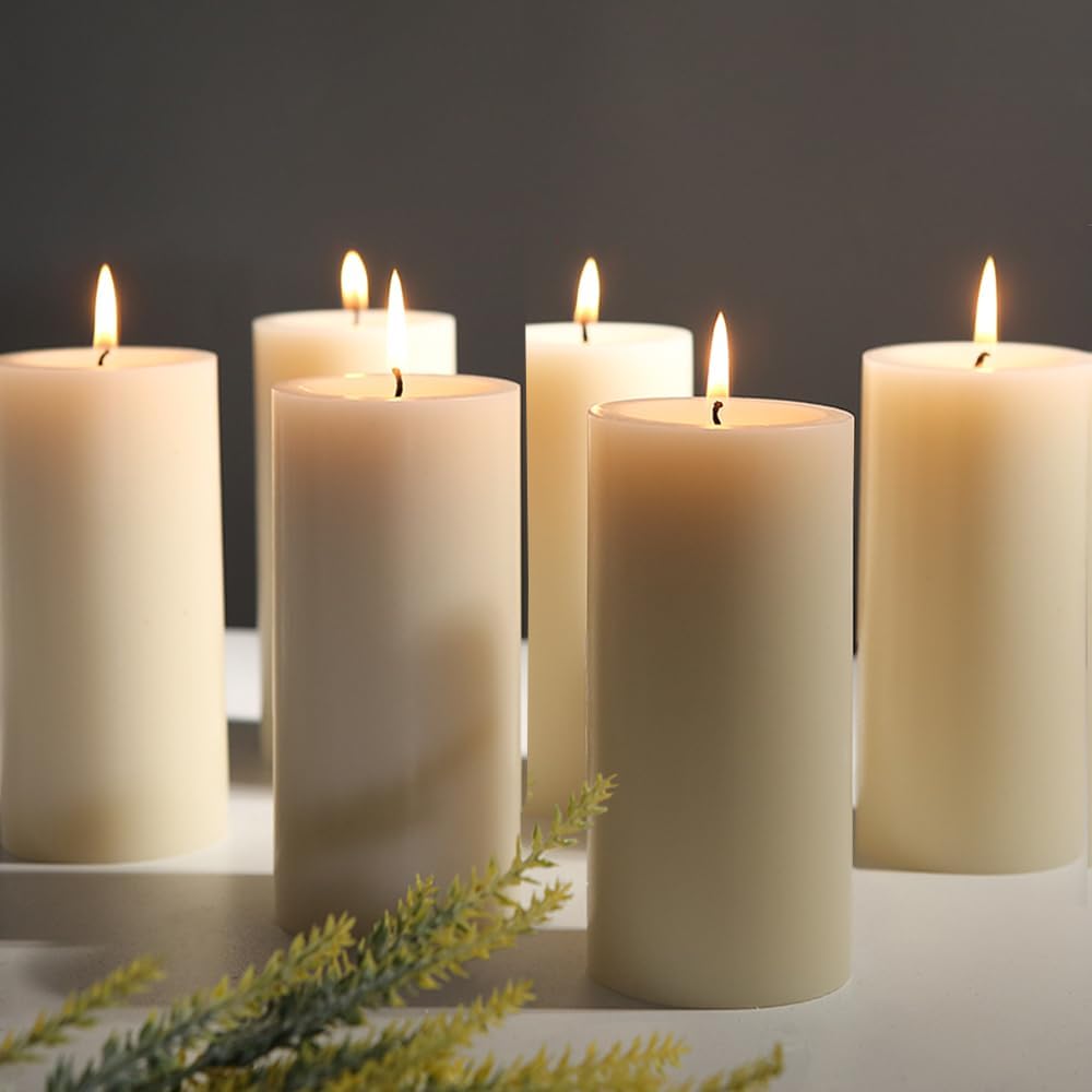 2.8x6 Unscented Ivory Pillar Candles Set of 6 for Events