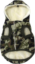 Fleece Lining Extra Warm Dog Hoodie for Large Dogs - Green Camo XXL