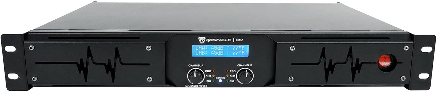 Rockville D12 5000W Peak Class D Amplifier for DJs and Sound