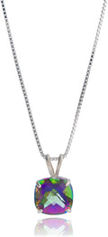 Cushion Cut Gemstone Necklace with 8mm Topaz Pendant for Women