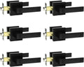 Matte Black Door Handles Levers Square Plate Privacy Locksets 6Pack
