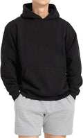 Men Black Pullover Hoodie Loose Fit with Pocket - Comfortable Everyday