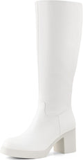 Platform Knee High Boots for Women - Chunky Heel Lift