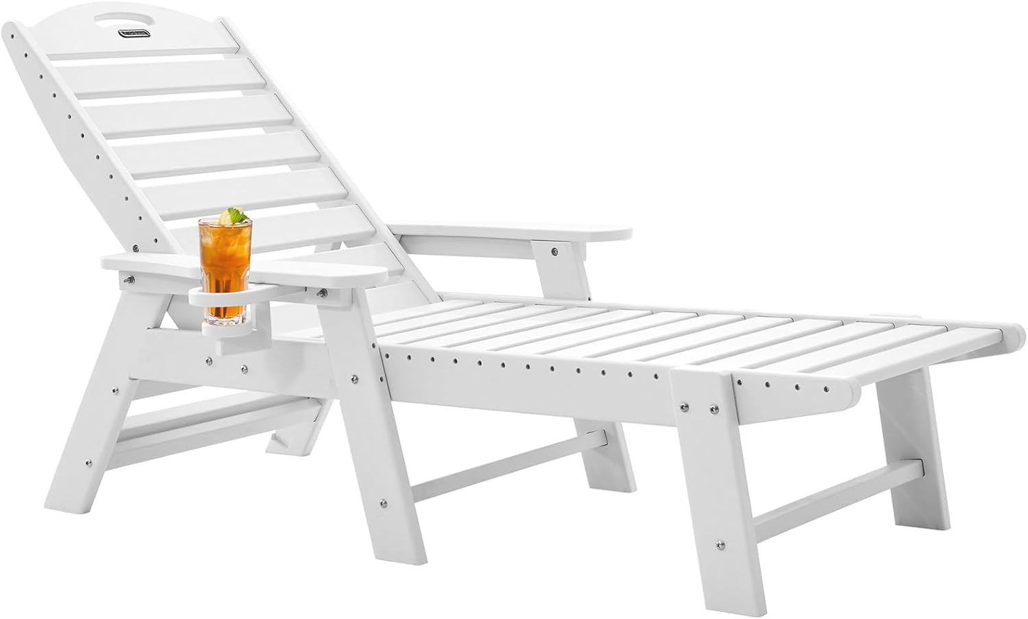 Chaise Lounge for Outdoor Relaxation with 6 Positions and Cup Holder