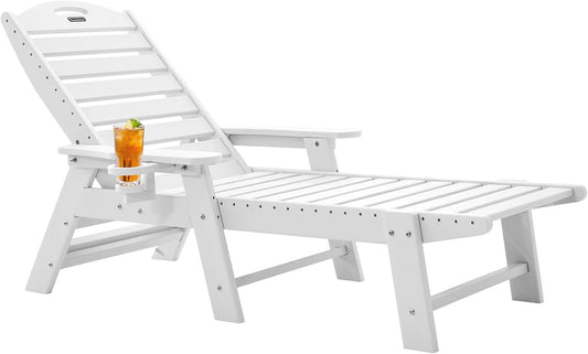 Chaise Lounge for Outdoor Relaxation with 6 Positions and Cup Holder