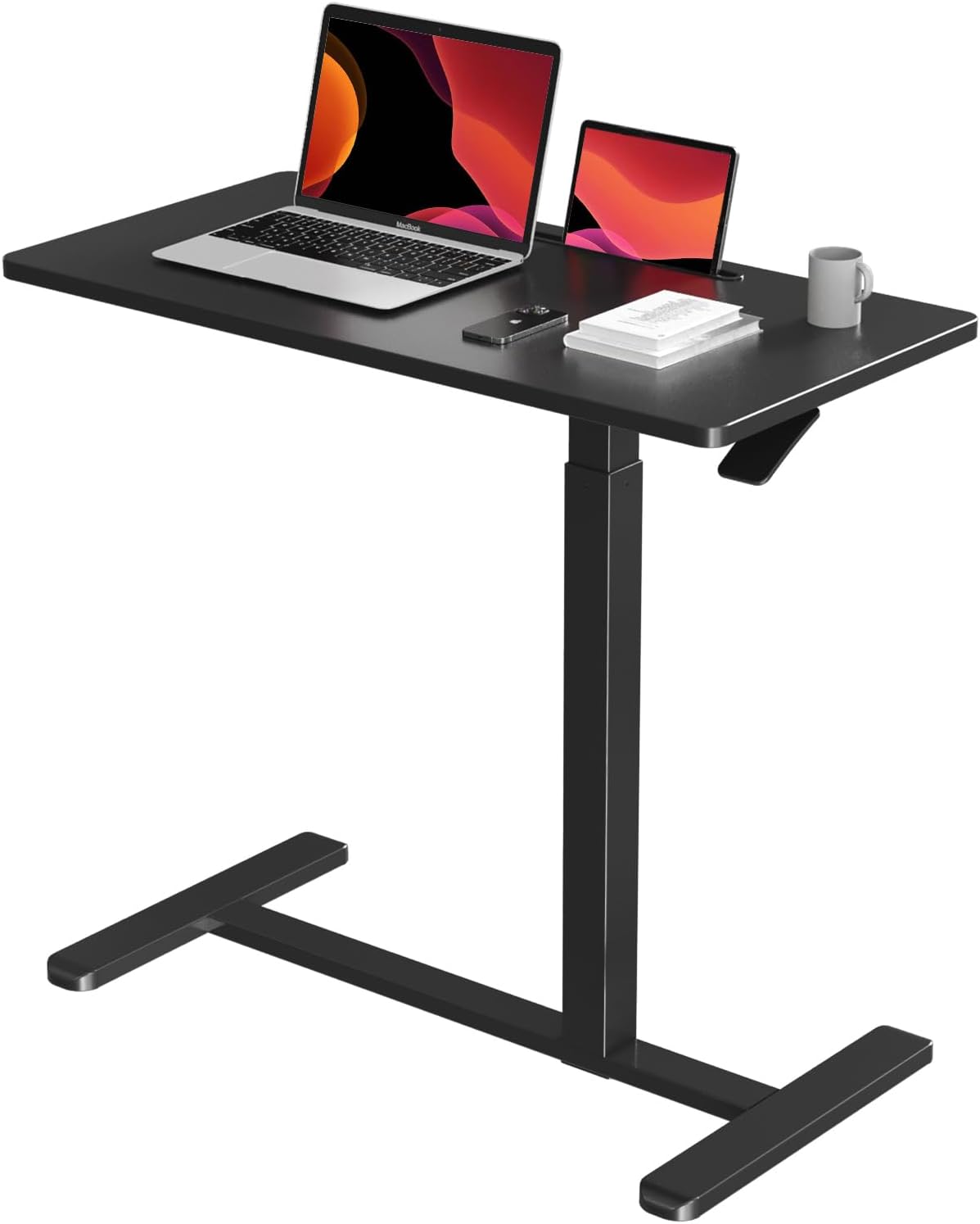 Mobile Standing Desk with Pneumatic Adjustment for Home Office