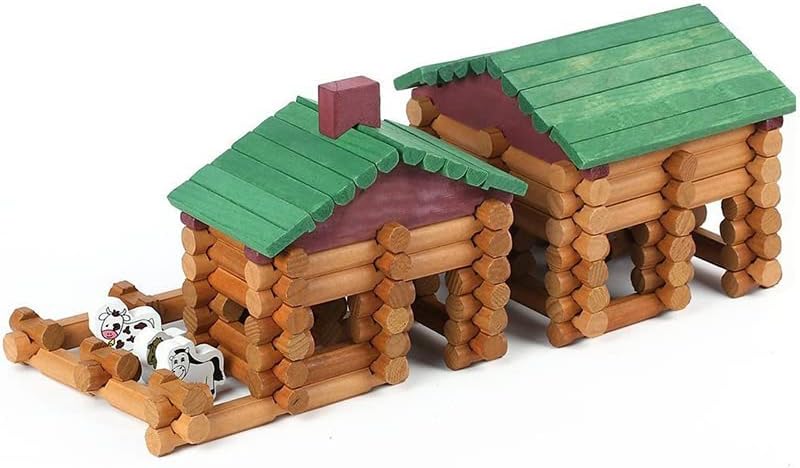 170 Pieces Wood Logs Set for Creative Building Fun Ages 3