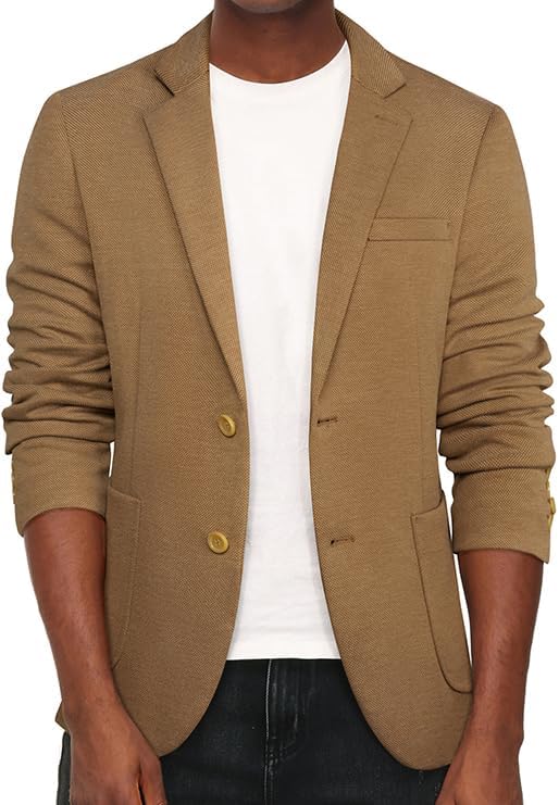 Men's Casual Knit Blazer Suit Jacket for Stylish Comfort