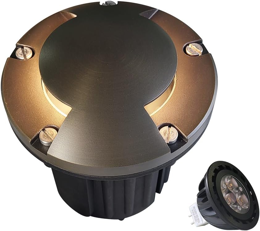 MALORY Brass Top Cover Landscape Well Lights for Outdoor Use