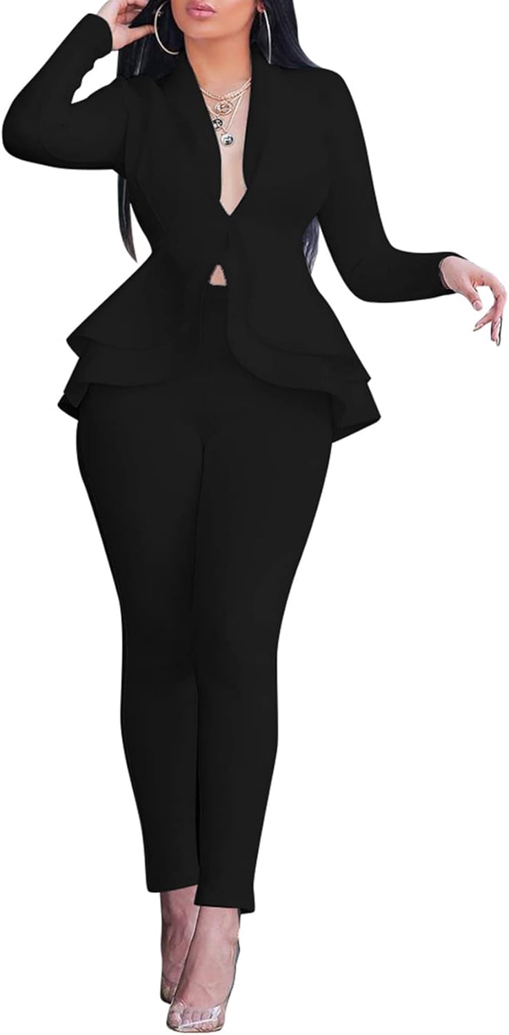 Salimdy Sexy 2 Piece Outfits for Women Blazer and Pants Set