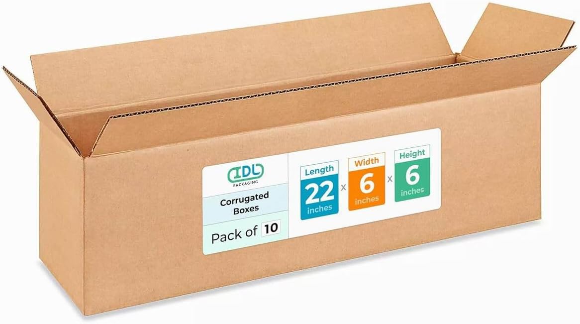Long Moving & Shipping Boxes 22x6x6 in - Extra Strength 10-Pack
