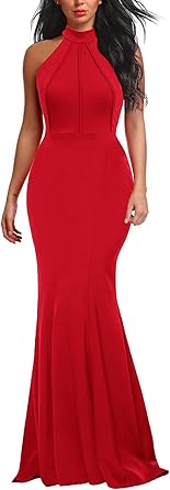Elegant Chic Halter Neck Sleeveless Mermaid Evening Dress