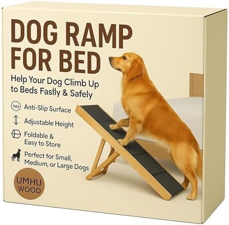 UMHUWOOD Dog Ramp for Easy Access to Couch, Bed, and Car